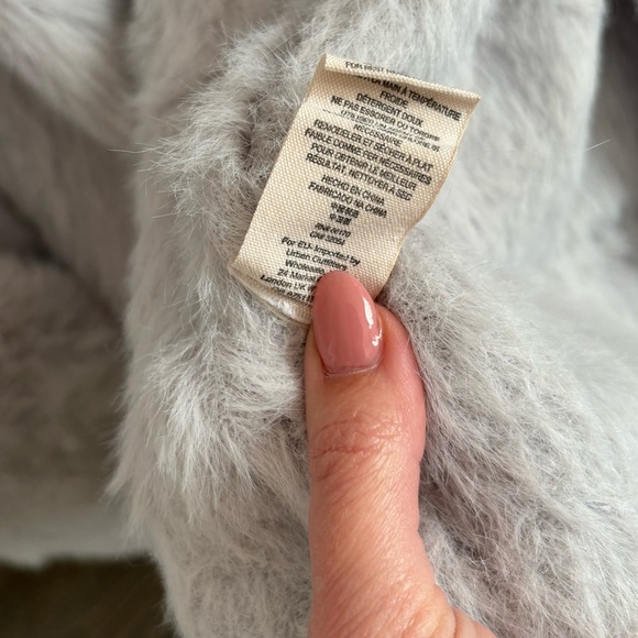 Free People Faux Fur Cardigan in Light Blue/Gray Size Small - Picture 7 of 9